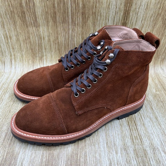 Taylor Stitch Moto Boot Men's Size 9 Snuff Suede Brown Vibram Cap Toe Boots - Picture 3 of 9